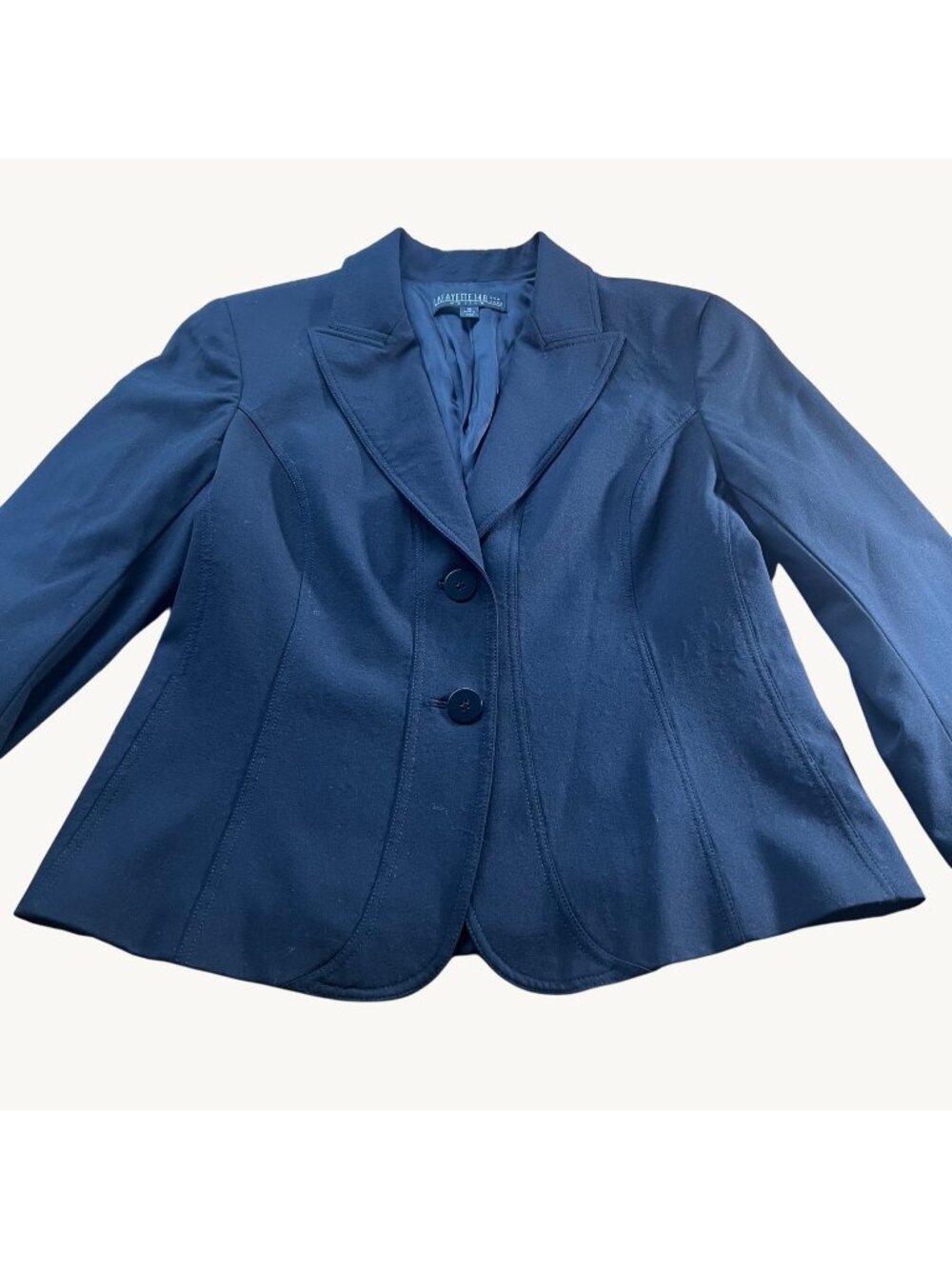 Lafayette 148 New York Size 10 Petite Black Wool Peak Lapel Fitted Blazer Jacket